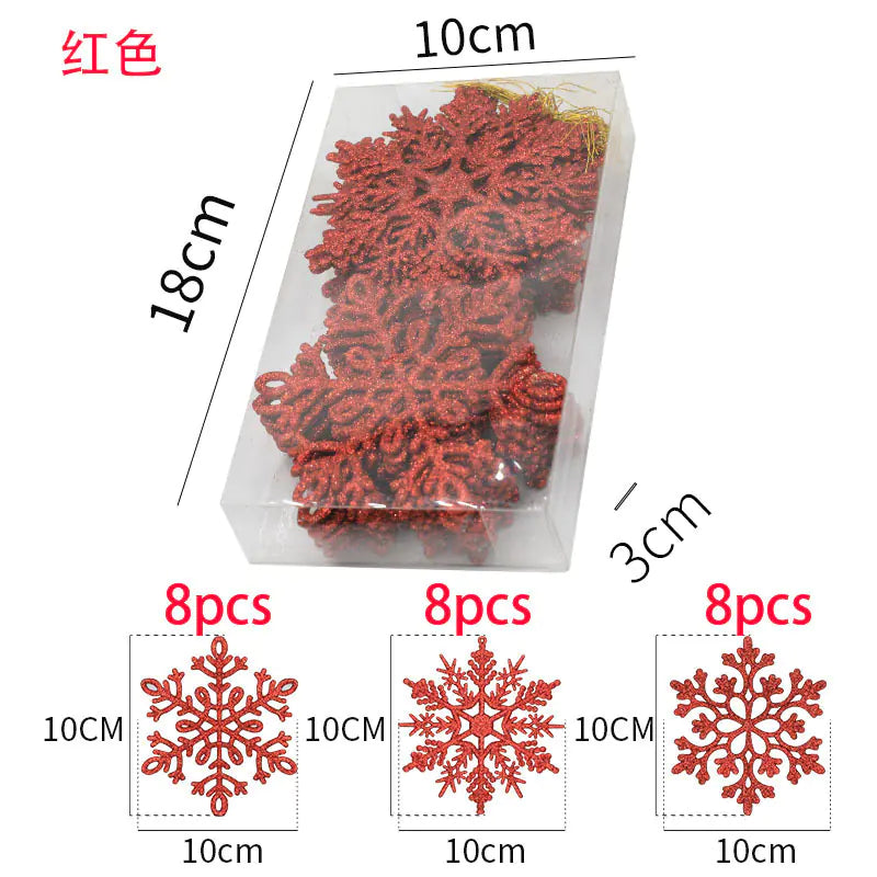 10cm Glitter Snowflake Set for Christmas Decor (24PCS)