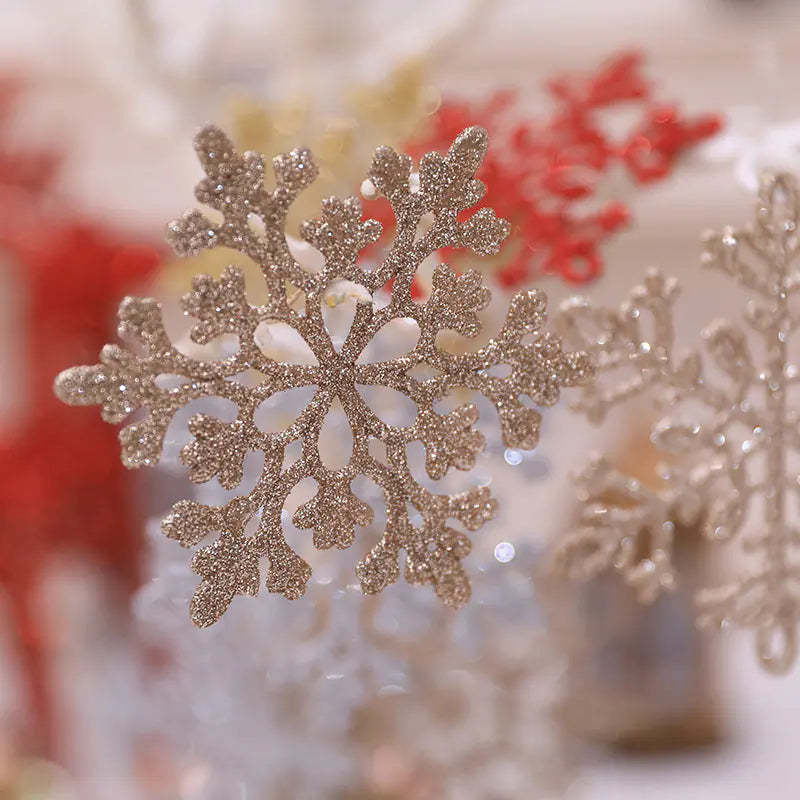 10cm Glitter Snowflake Set for Christmas Decor (24PCS)